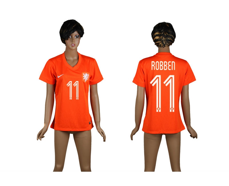 Netherlands 11 Robben 2014 World Cup Home Soccer Women Jerseys