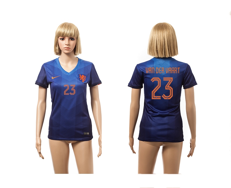 Netherlands 23 Van Der Vaart 2014 World Cup Away Soccer Women Jerseys