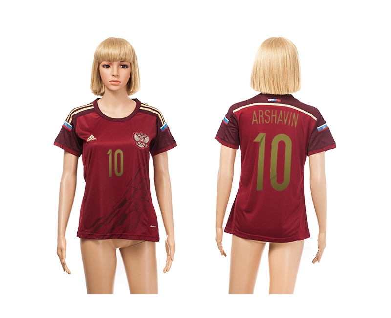 Russia 10 Arshavin 2014 World Cup Home Soccer Women Jerseys