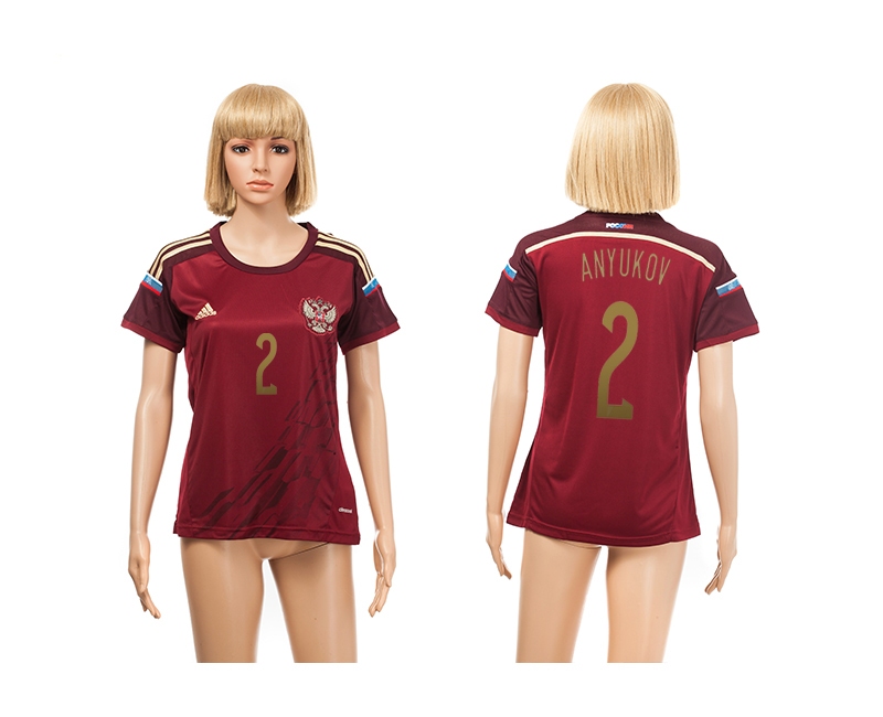 Russia 2 Anyukov 2014 World Cup Home Soccer Women Jerseys
