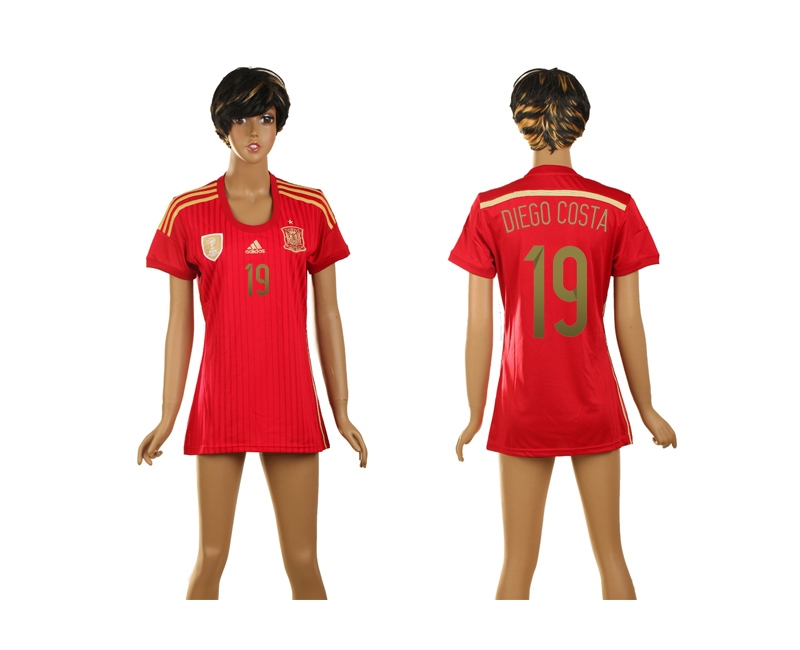 Spain 19 Diego Costa 2014 World Cup Home Soccer Women Jerseys