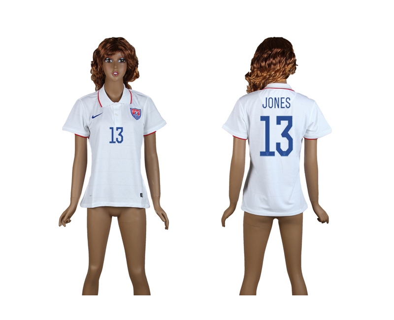 USA 13 Jones 2014 World Cup Home Soccer Women Jerseys