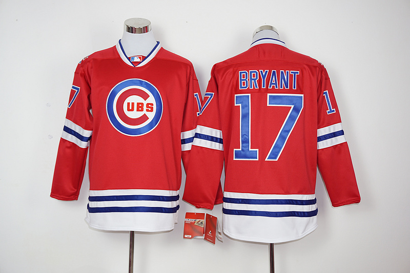 Cubs 17 Kris Bryant Red Long Sleeve Jersey