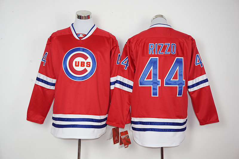 Cubs 44 Anthony Rizzo Red Long Sleeve Jersey