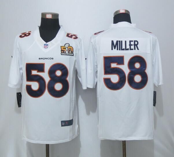 Nike Broncos 58 Von Miller White Super Bowl 50 Bound Game Event Jersey