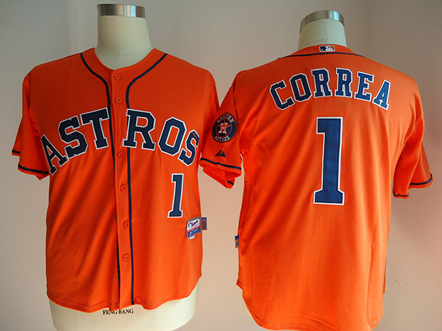 Astros 1 Carlos Correa Orange Cool Base Jersey