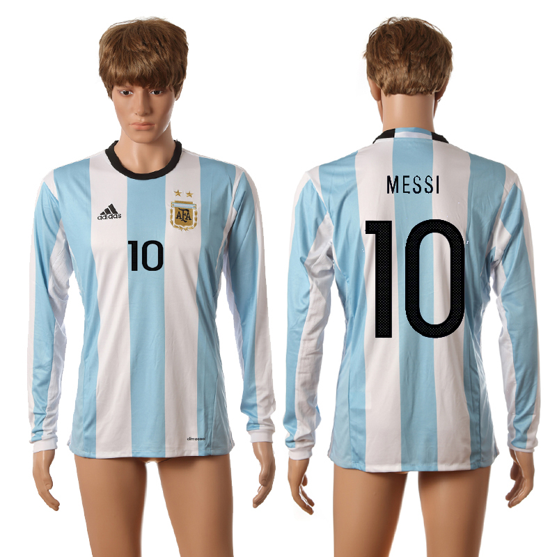 Argentina 10 MESSI Home Long Sleeve Thailand Jersey
