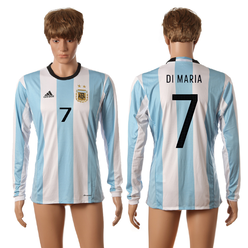 Argentina 7 DI MARIA Home Long Sleeve Thailand Jersey