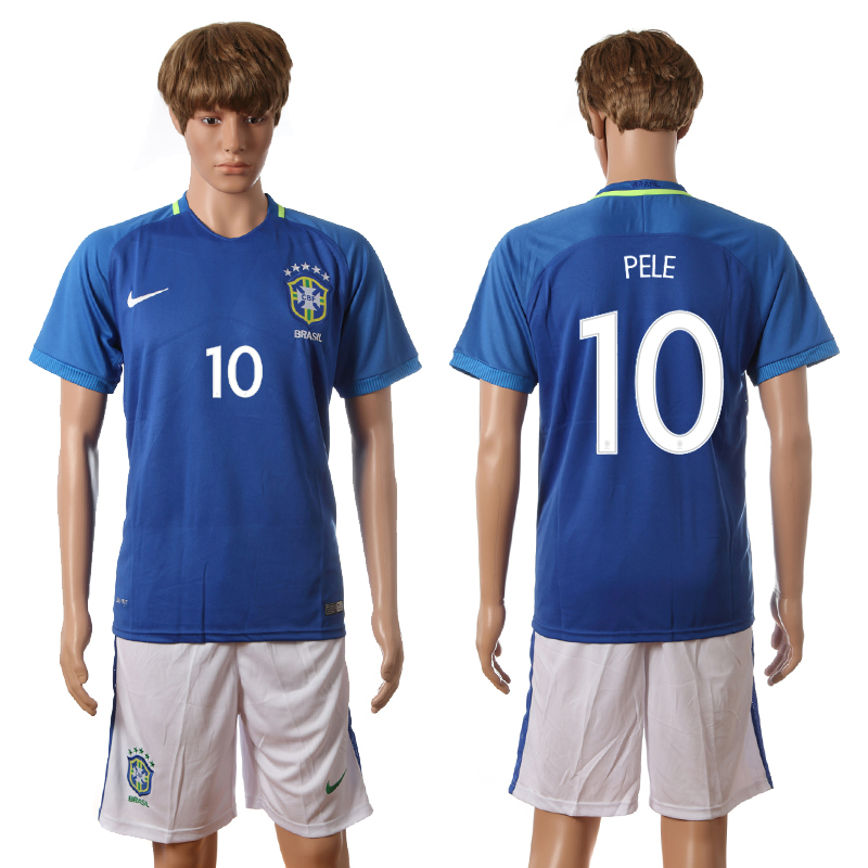 Brazil 10 PELE Away 2016 Copa America Centenario Soccer Jersey