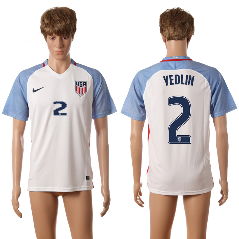 USA 2 YEDLIN Home 2016 Copa America Centenario Thailand Soccer Jersey
