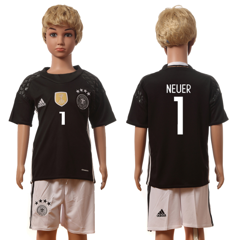 Germany 1 NEUER Goalkeeper Youth UEFA Euro 2016 Jersey