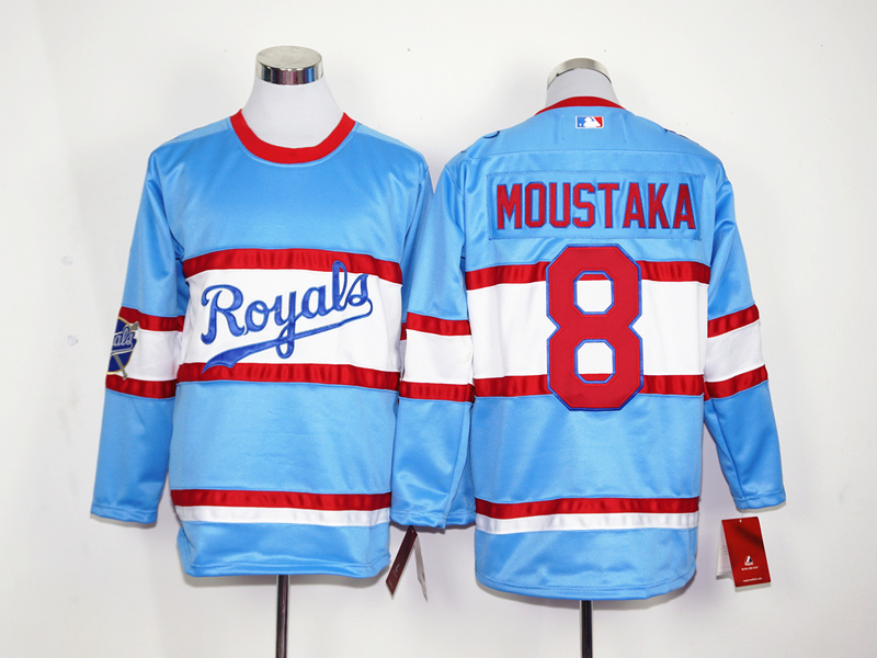 Royals 8 Mike Moustakas Light Blue Long Sleeve Jersey Royals 8 Mike Moustakas Light Blue Long Sleeve Jersey