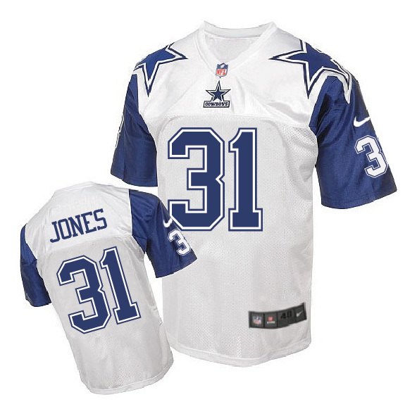 Nike Cowboys 31 Byron Jones White Throwback Elite Jersey - Click Image to Close