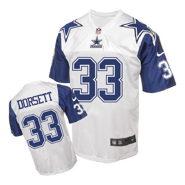 Nike Cowboys 33 Tony Dorsett White Throwback Elite Jersey - Click Image to Close