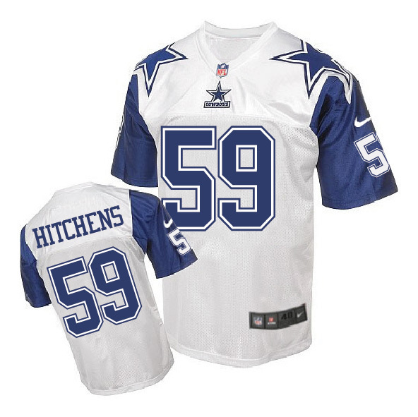 Nike Cowboys 59 Anthony Hitchens White Throwback Elite Jersey - Click Image to Close