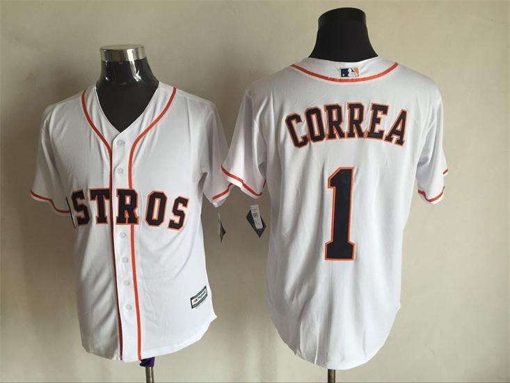 Astros 1 Carlos Correa White New Cool Base Jersey