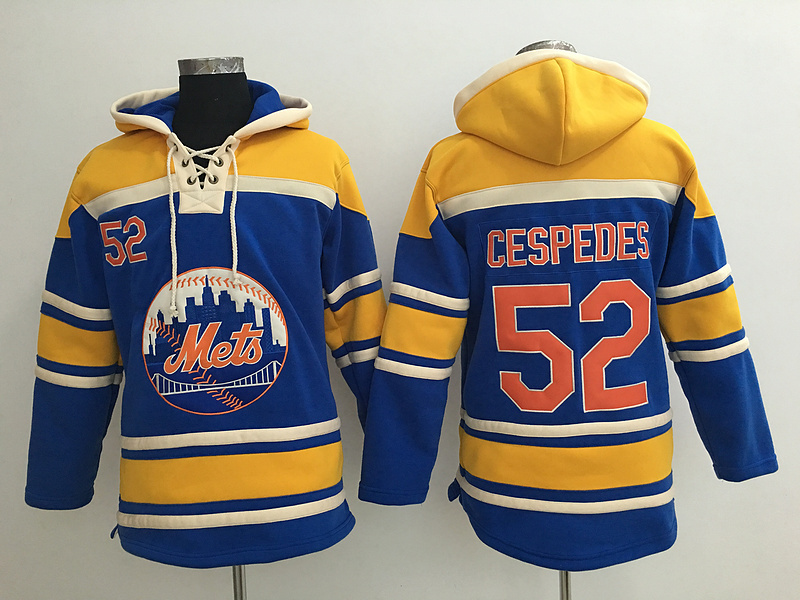 Mets 52 Yoenis Cespedes Blue All Stitched Hooded Sweatshirt - Click Image to Close