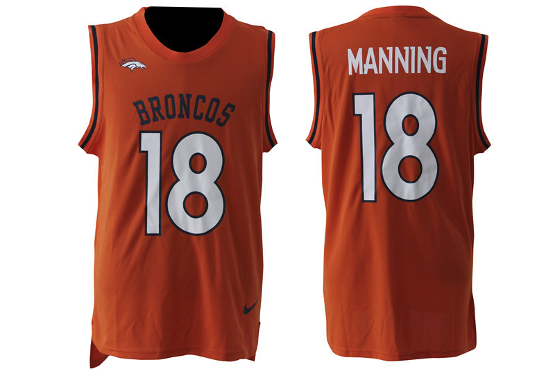 Nike Broncos 18 Peyton Manning Orange Player Name & Number Tank Top