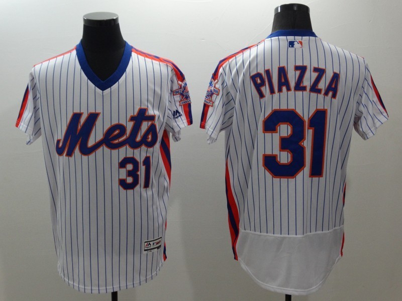 Mets 31 Mike Piazza White Flexbase Collection Player Jersey