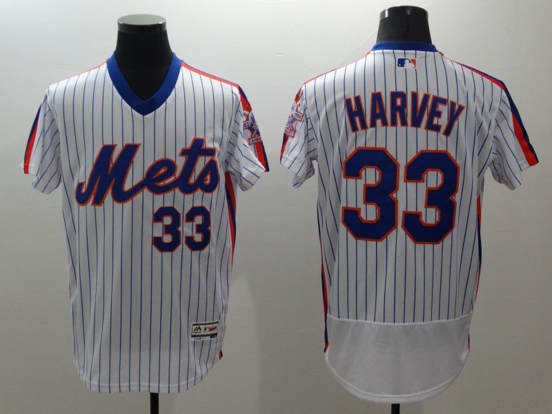 Mets 33 Matt Harvey White Flexbase Collection Player Jersey