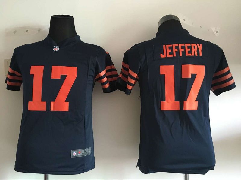 Nike Bears 17 Alshon Jeffery Blue Orange Number Youth Game Jersey