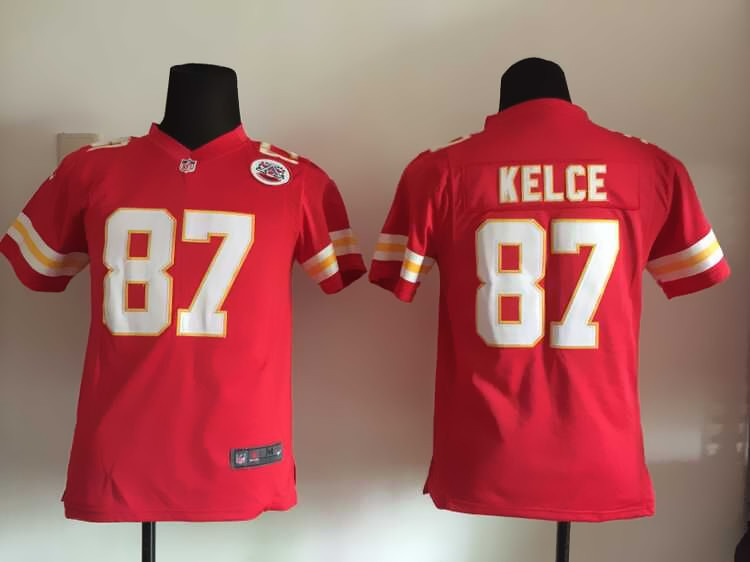 Nike Chiefs 87 Travis Kelce Red Youth Game Jersey