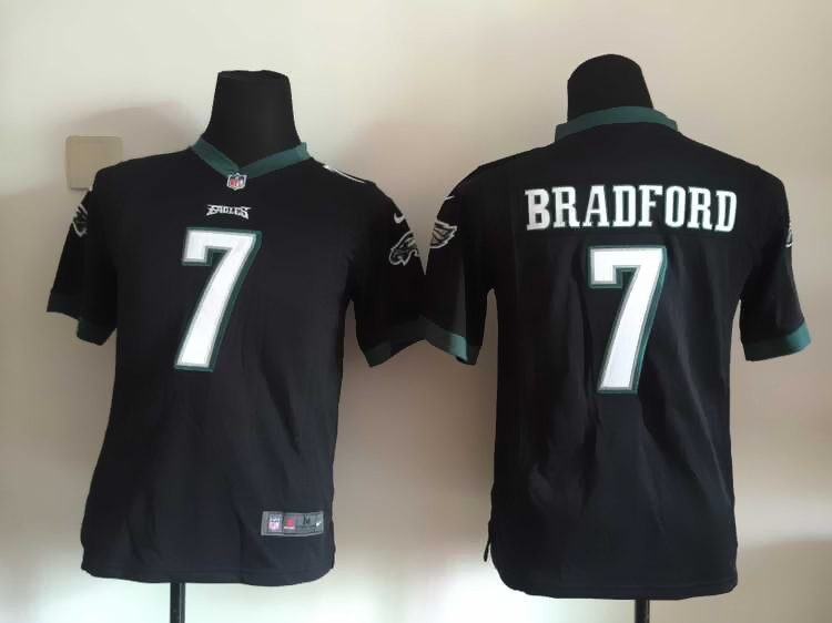 Nike Eagles 7 Sam Bradford Black Youth Game Jersey - Click Image to Close
