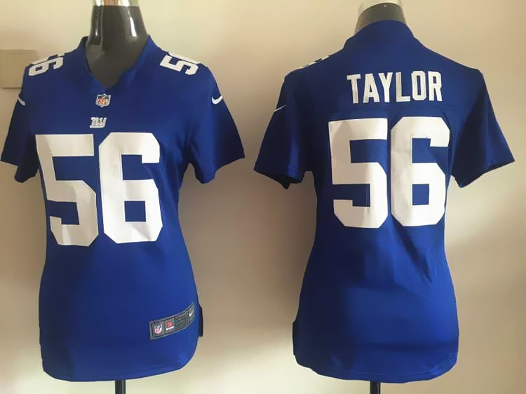 Nike Giants 56 Lawrence Taylor Blue Women Game Jersey - Click Image to Close