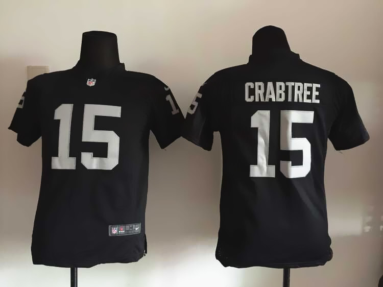 Nike Raiders 15 Michael Crabtree Black Youth Game Jersey