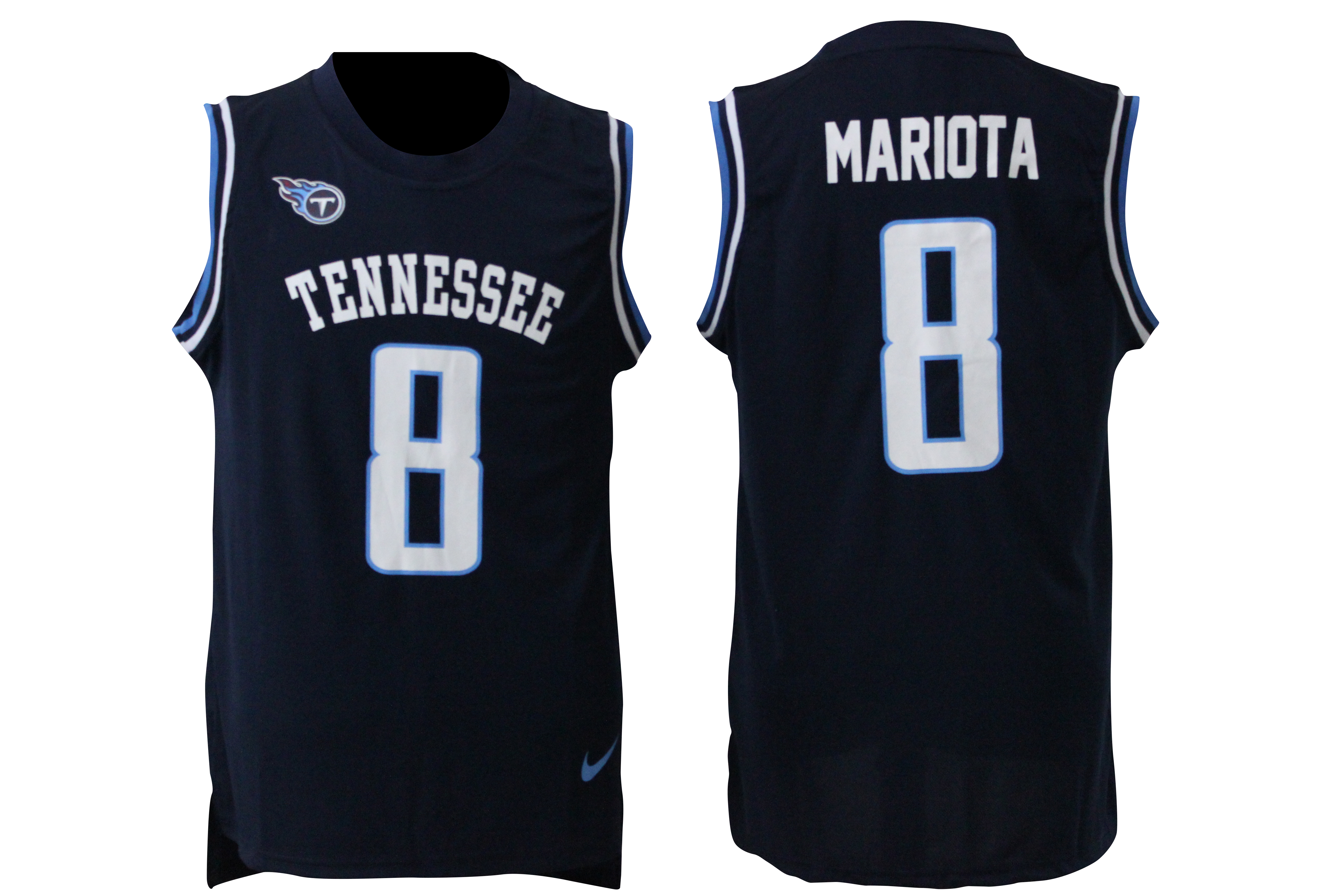 Nike Titans 8 Marcus Mariota Blue Player Name & Number Tank Top