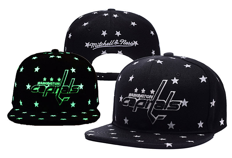 Capitals Black Mitchell & Ness Adjustable Luminous Hat YD