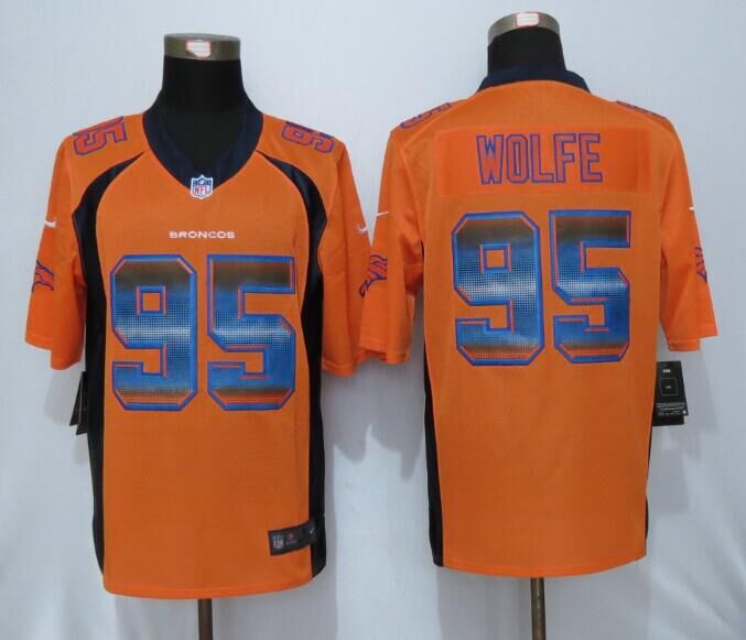 Nike Broncos 95 Derek Wolfe Orange Pro Line Fashion Strobe Jersey