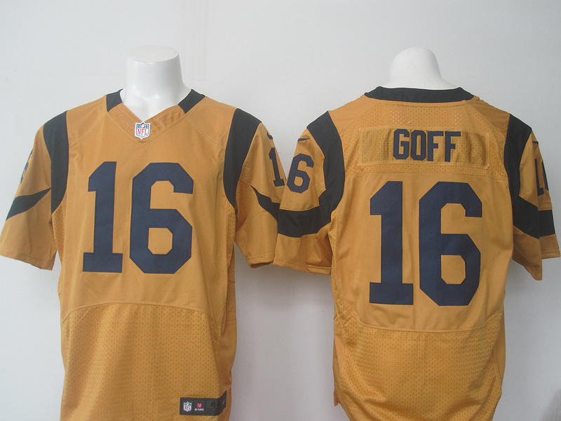 Nike Rams 16 Jared Goff Gold Color Rush Elite Jersey