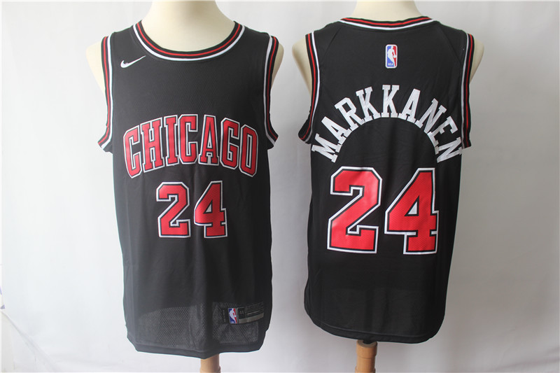 Bulls 24 Laur Markkanen Black Nike Swingman Jersey