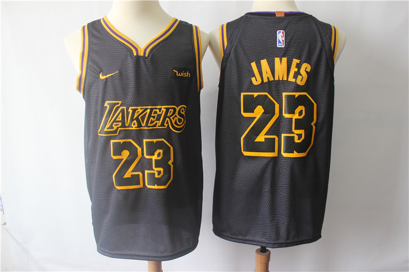 Lakers 23 Lebron James Black City Edition Nike Authentic Jersey - Click Image to Close