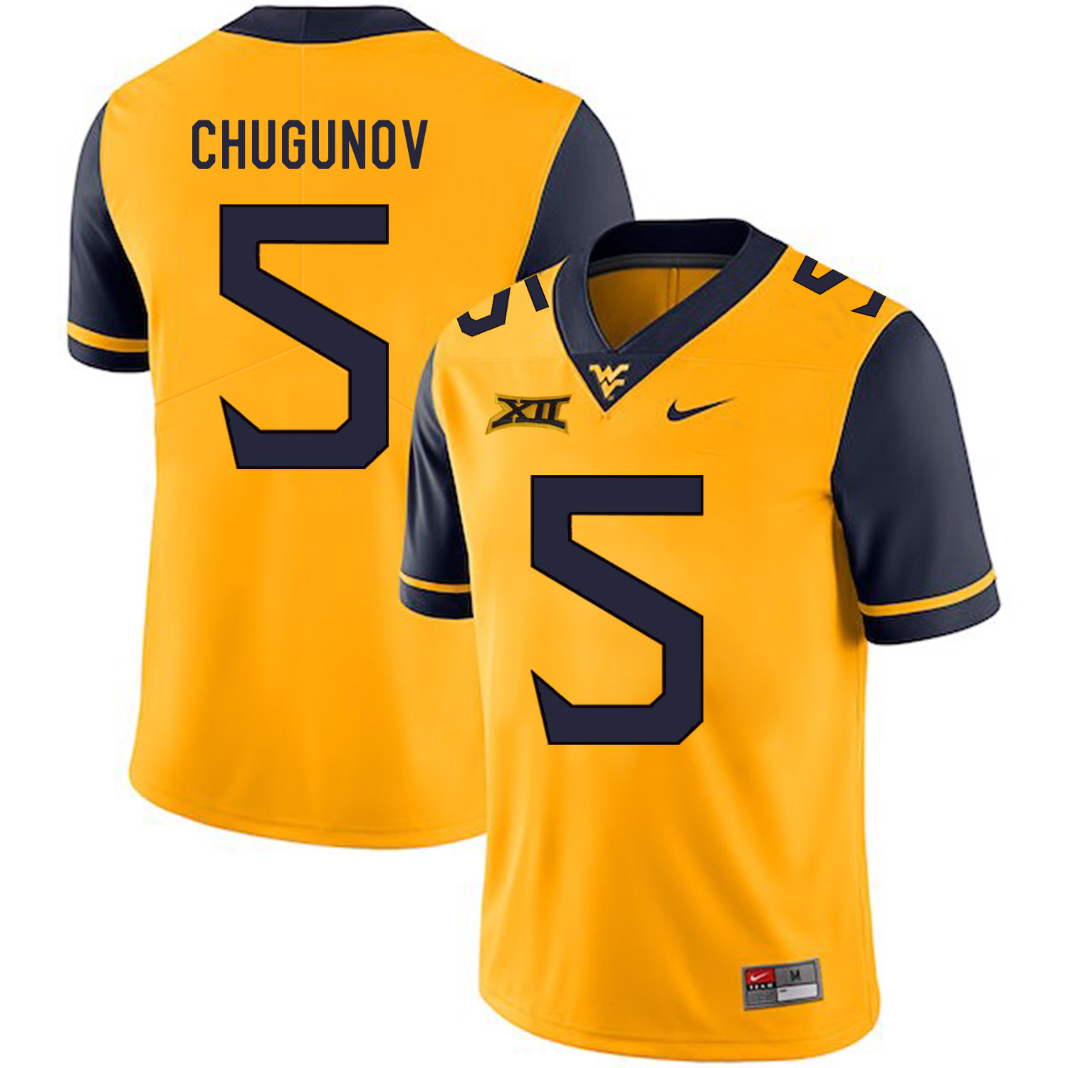West Virginia Mountaineers 5 Chris Chugunov Gold College Football Jersey