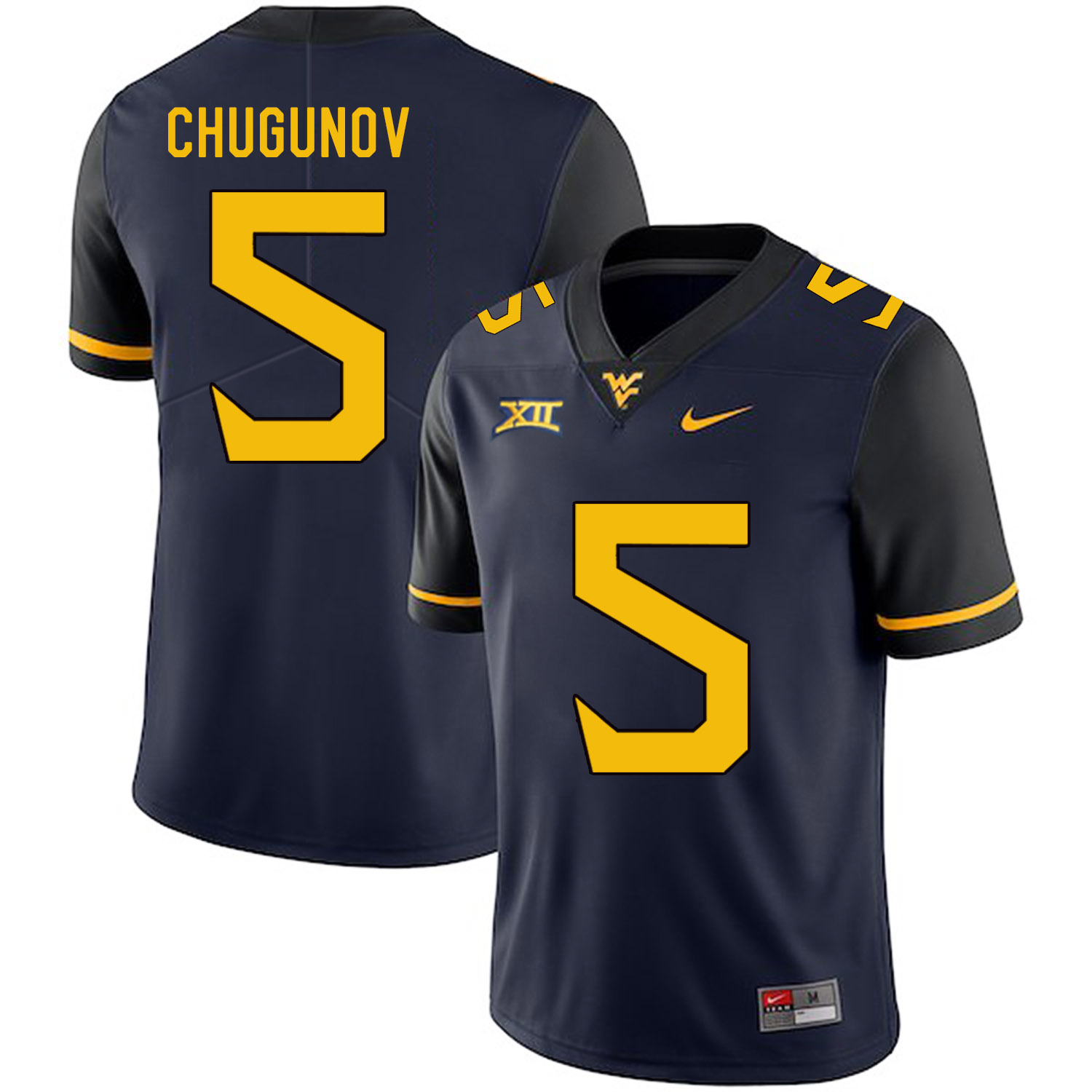 West Virginia Mountaineers 5 Chris Chugunov Navy College Football Jersey