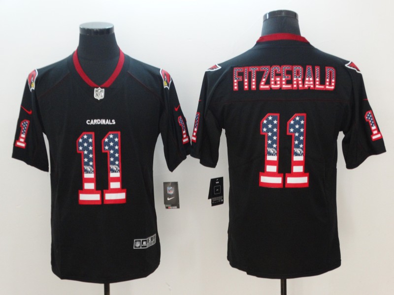 Nike Cardinals 11 Larry Fitzgerald Black USA Flag Fashion Limited Jersey