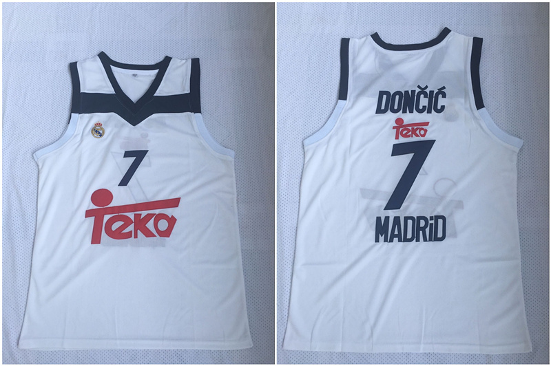 Real Madrid 7 Luka Doncic White Black Basketball Home Jersey 2017/18