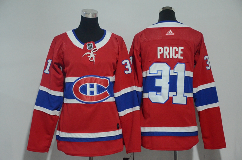 Canadiens 31 Carey Price Red Women Adidas Jersey - Click Image to Close