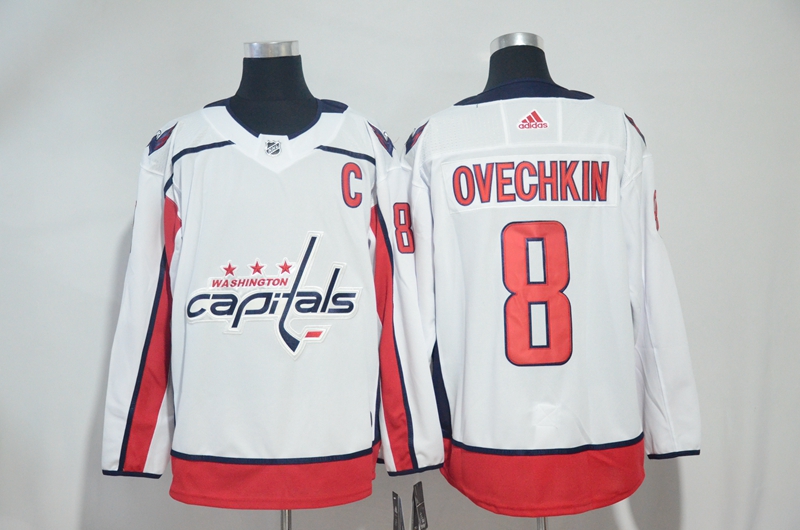 Capitals 8 Alexander Ovechkin White Adidas Jersey - Click Image to Close