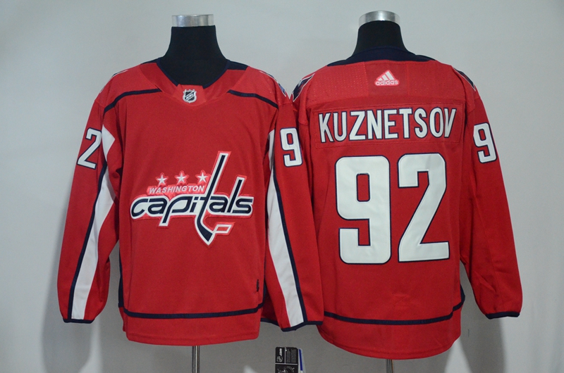 Capitals 92 Evgeny Kuznetsov Red Adidas Jersey - Click Image to Close