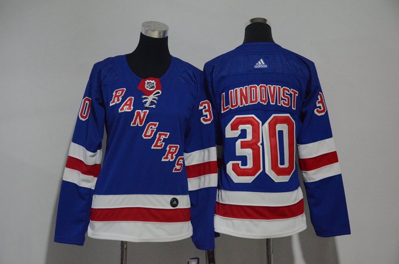 Rangers 30 Henrik Lundqvist Blue Women Adidas Jersey - Click Image to Close