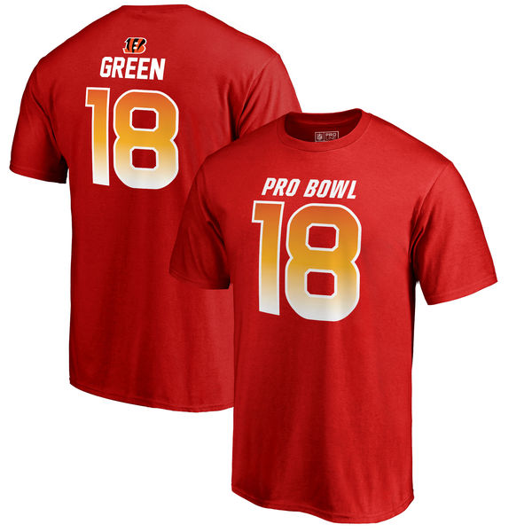 Bengals 18 A.J. Green AFC NFL Pro Line by Fanatics Branded 2018 Pro Bowl Stack Name & Number T Shirt Red