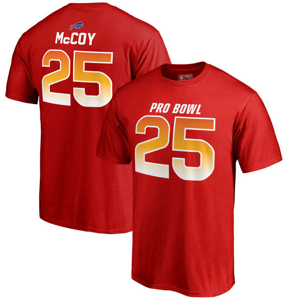 Bills 25 LeSean McCoy AFC NFL Pro Line by Fanatics Branded 2018 Pro Bowl Stack Name & Number T Shirt Red