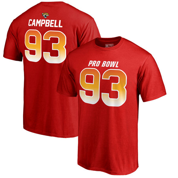 Jaguars 93 Calais Campbell AFC NFL Pro Line by Fanatics Branded 2018 Pro Bowl Stack Name & Number T Shirt Red