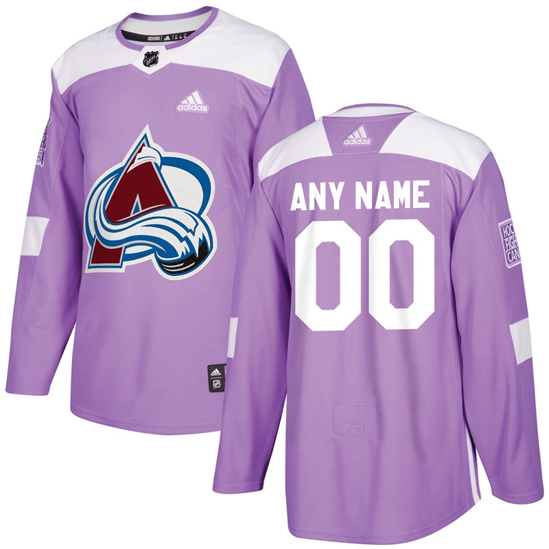 Men's Colorado Avalanche Purple Adidas Hockey Fights Cancer Custom Practice Jersey