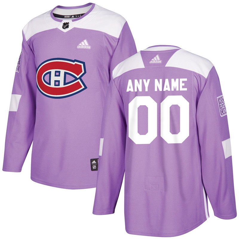 Men's Montreal Canadiens Purple Adidas Hockey Fights Cancer Custom Practice Jersey