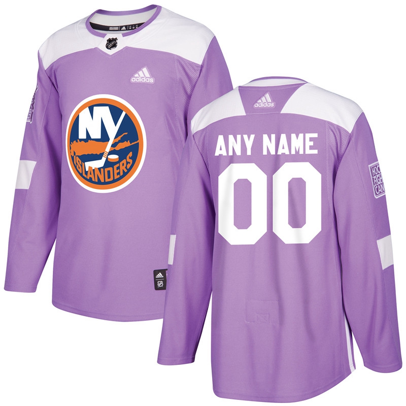 Men's New York Islanders Purple Adidas Hockey Fights Cancer Custom Practice Jersey