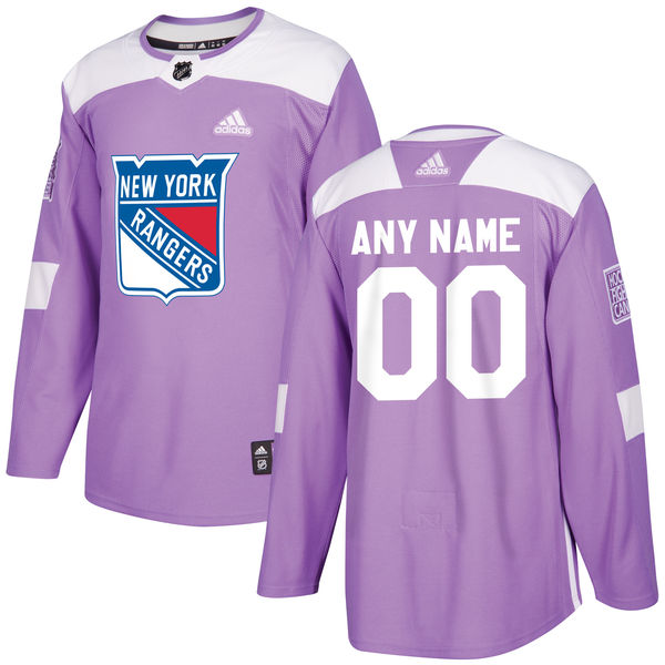 Men's New York Rangers Purple Adidas Hockey Fights Cancer Custom Practice Jersey